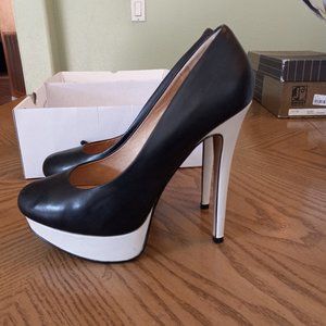 Aldo Black and White Platform Heels